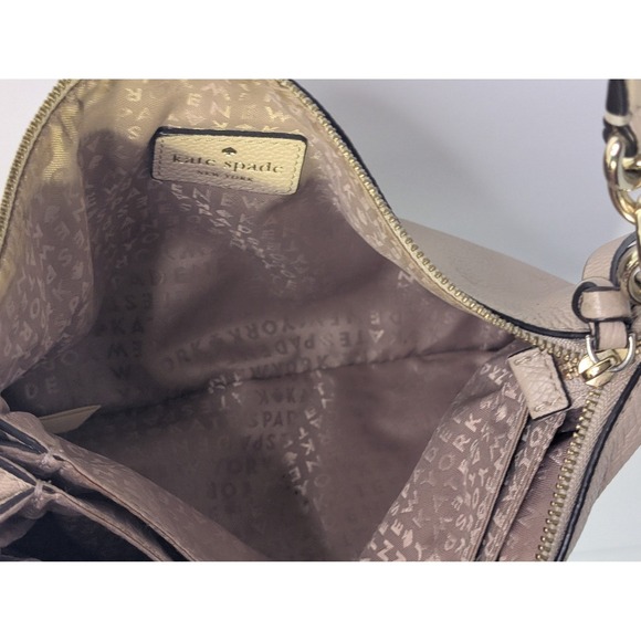 Kate Spade New York Triple Gusset Crossbody Bag Beige Pebbled Leather WKRU5503 - Picture 15 of 16